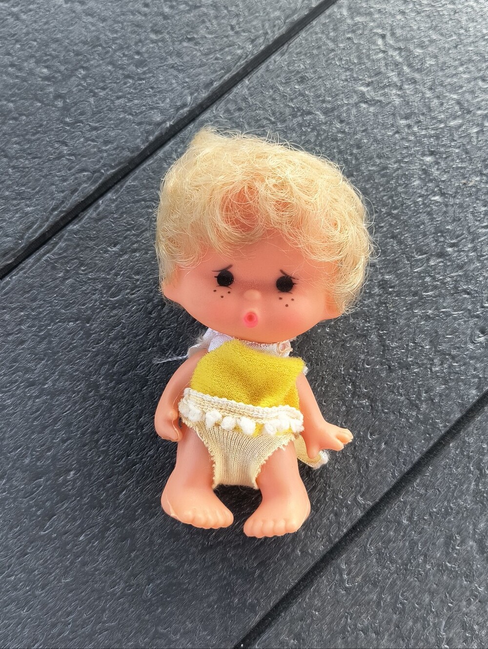 Vintage Baby Toddler Doll 4" Rooted Hair Hong Kong Dime Store Freckles